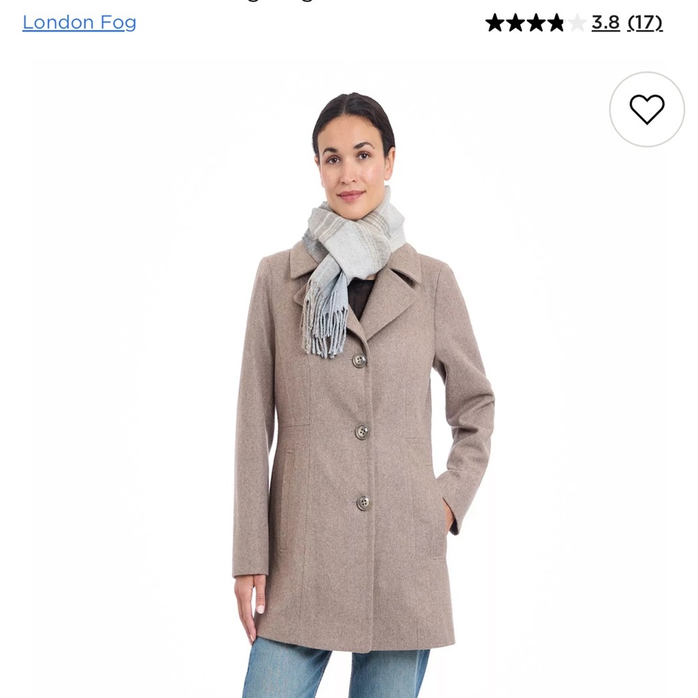 Elegant Women's Tan Coat London Fog 65%wool